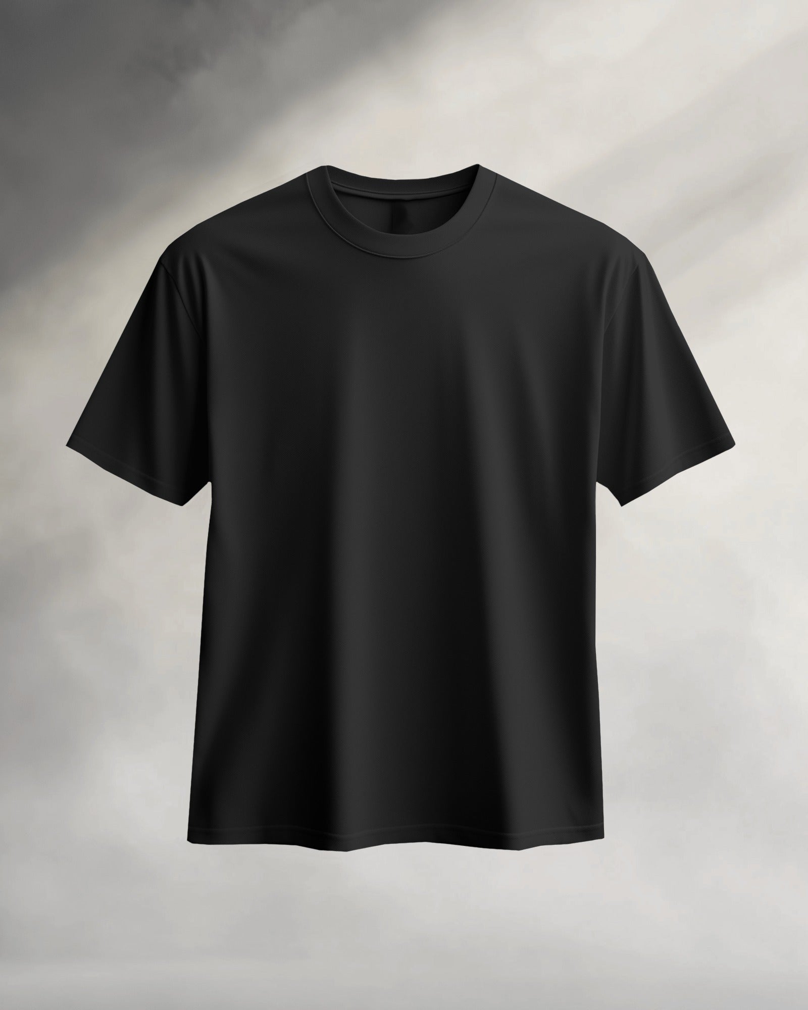 Men’s Black Solid Color Round Neck T-shirt