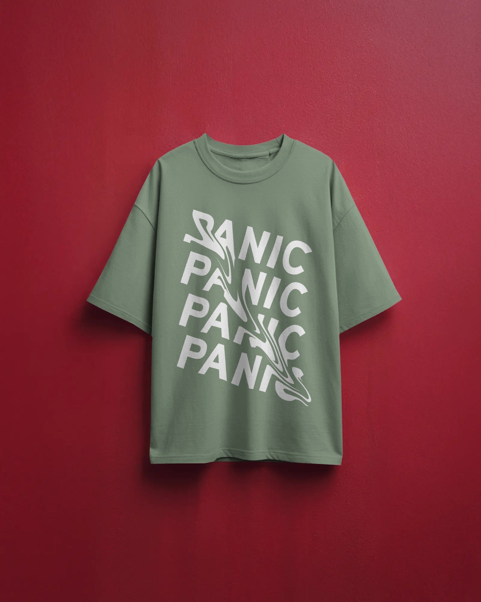 Men's Black Panic typogrpahic Oversized Tshirt