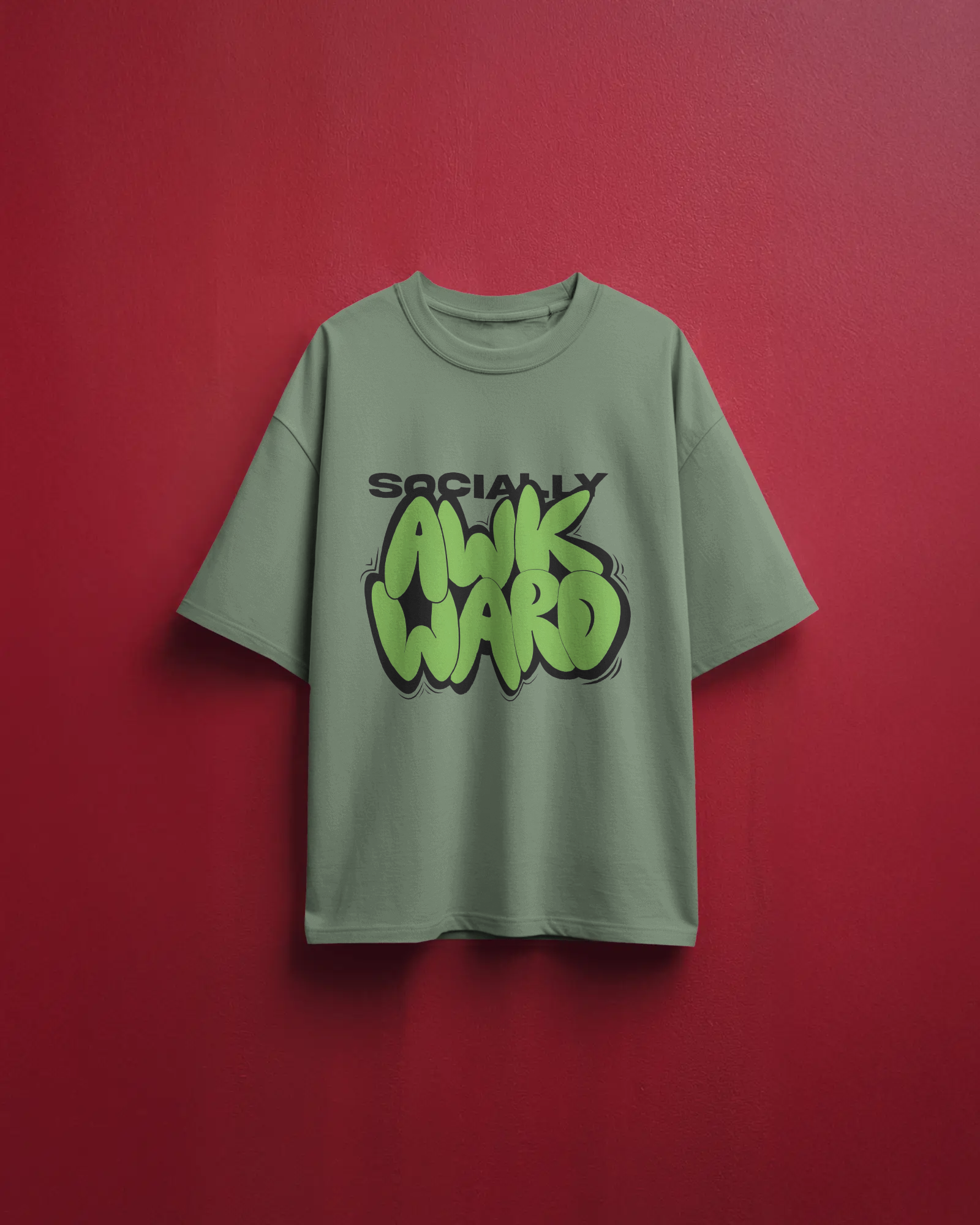 Men's Socially awkward typographic Oversized Tshirt