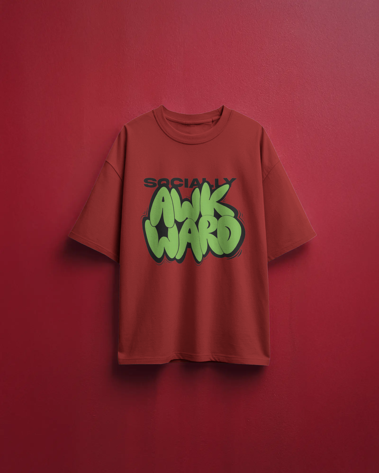 Men's Socially awkward typographic Oversized Tshirt