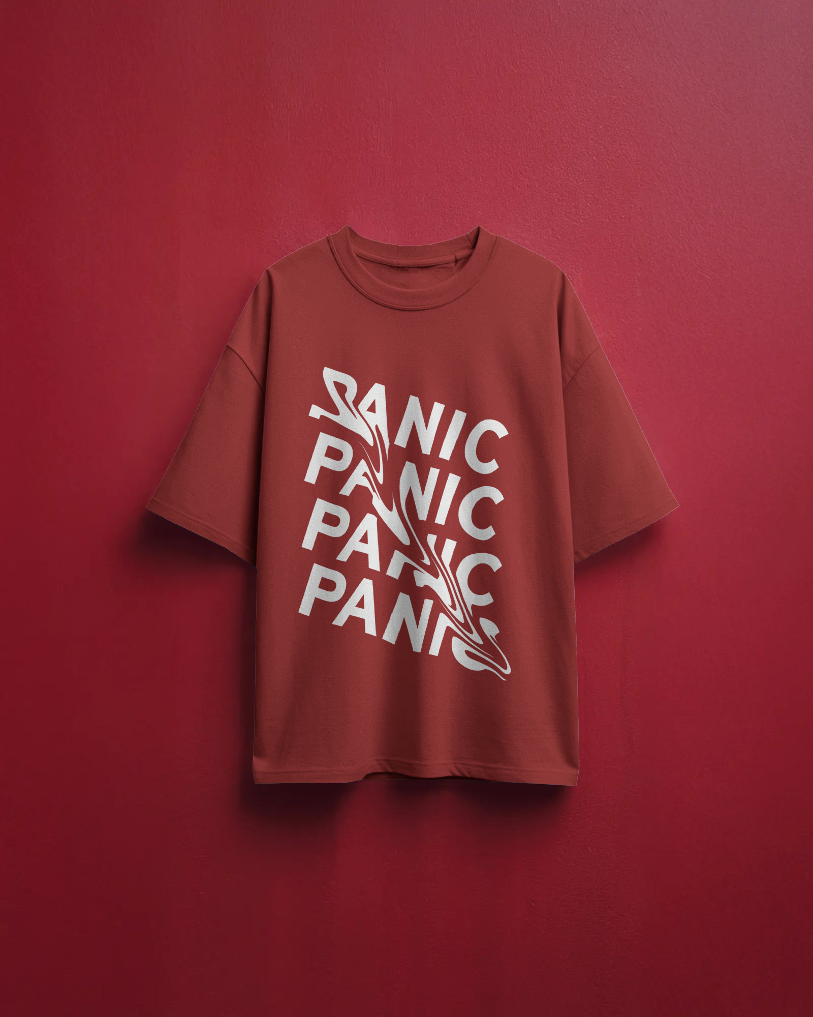 Men's Black Panic typogrpahic Oversized Tshirt
