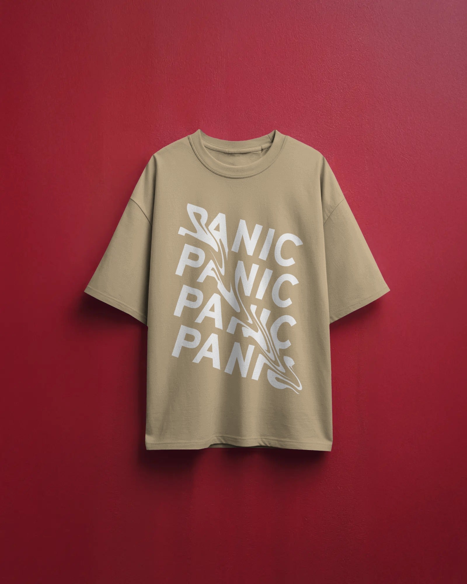 Men's Black Panic typogrpahic Oversized Tshirt