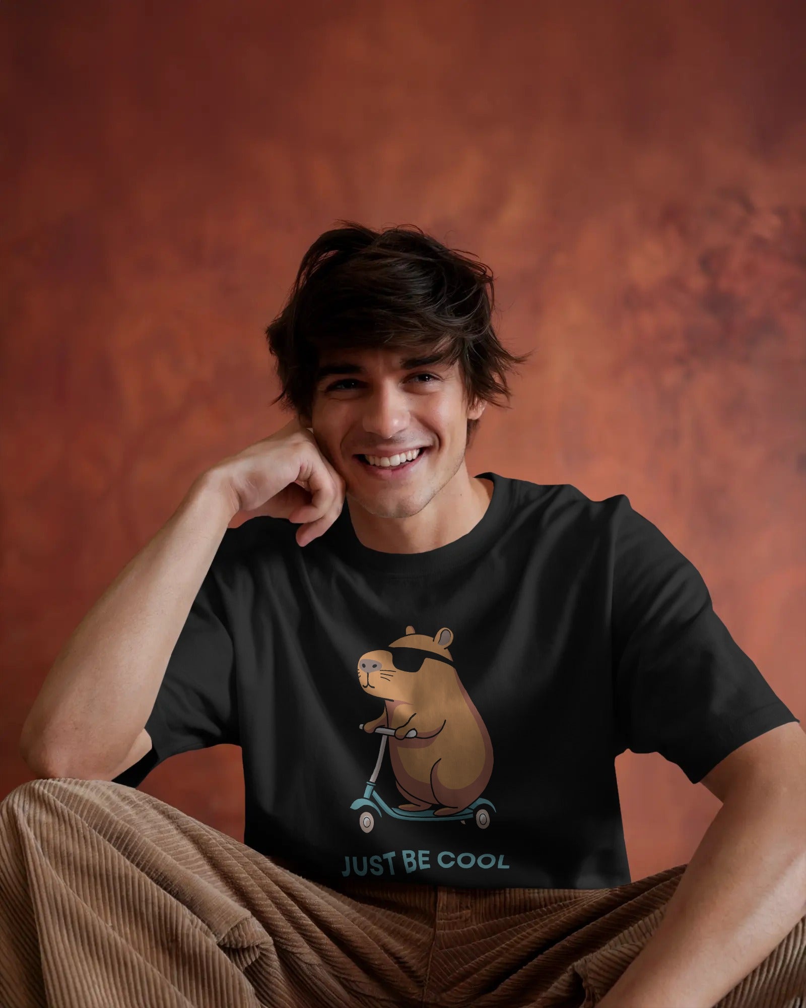 Men's white Be cool Backprint Oversized Tshirt