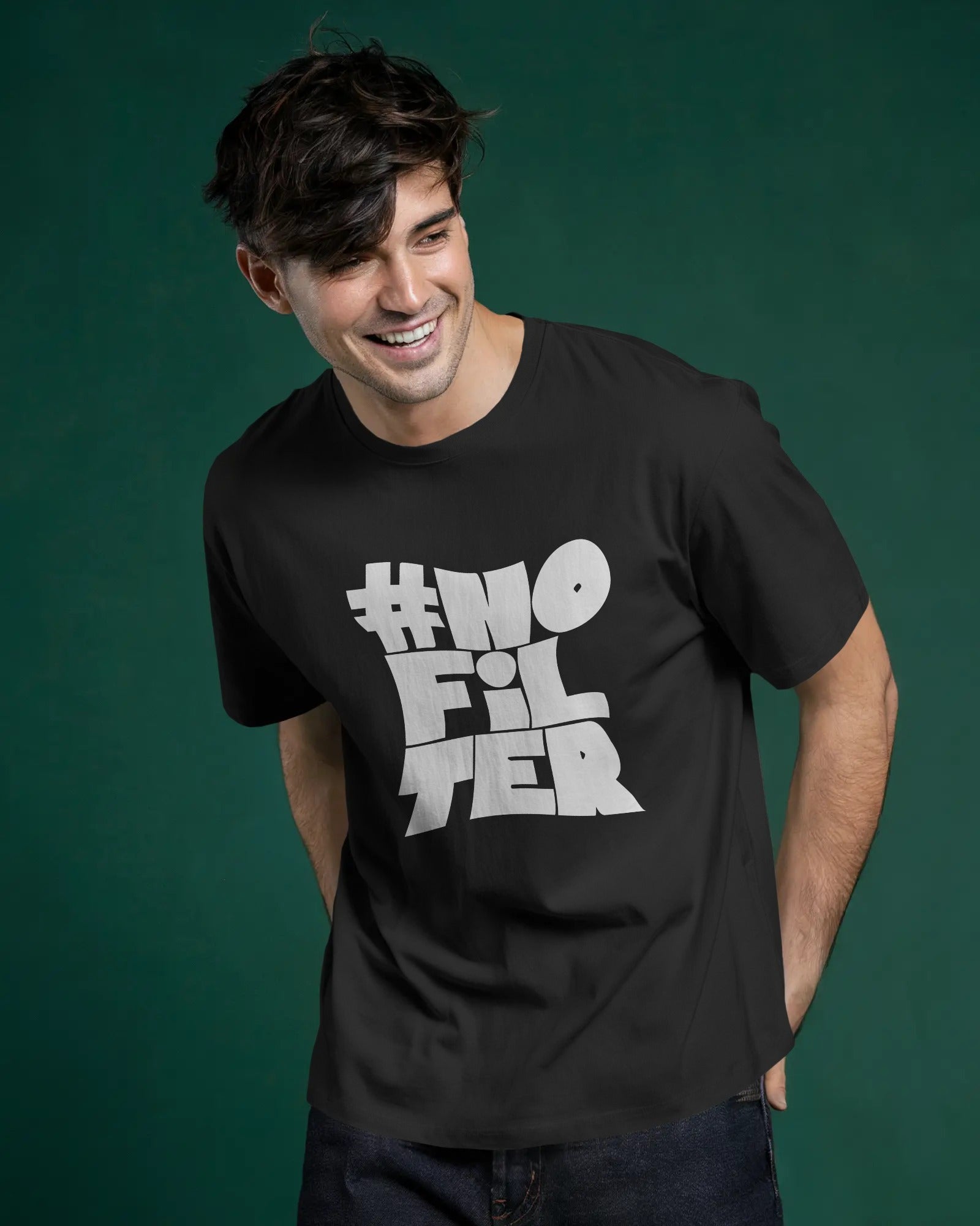 Men's Black #Nofilter Oversized Tshirt