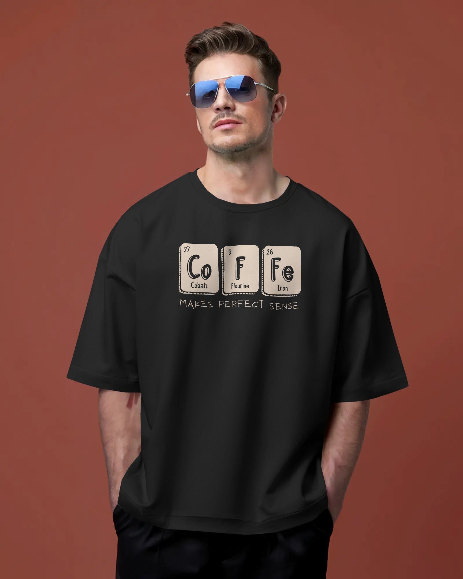 Men's Black Coffee Oversized Tshirt