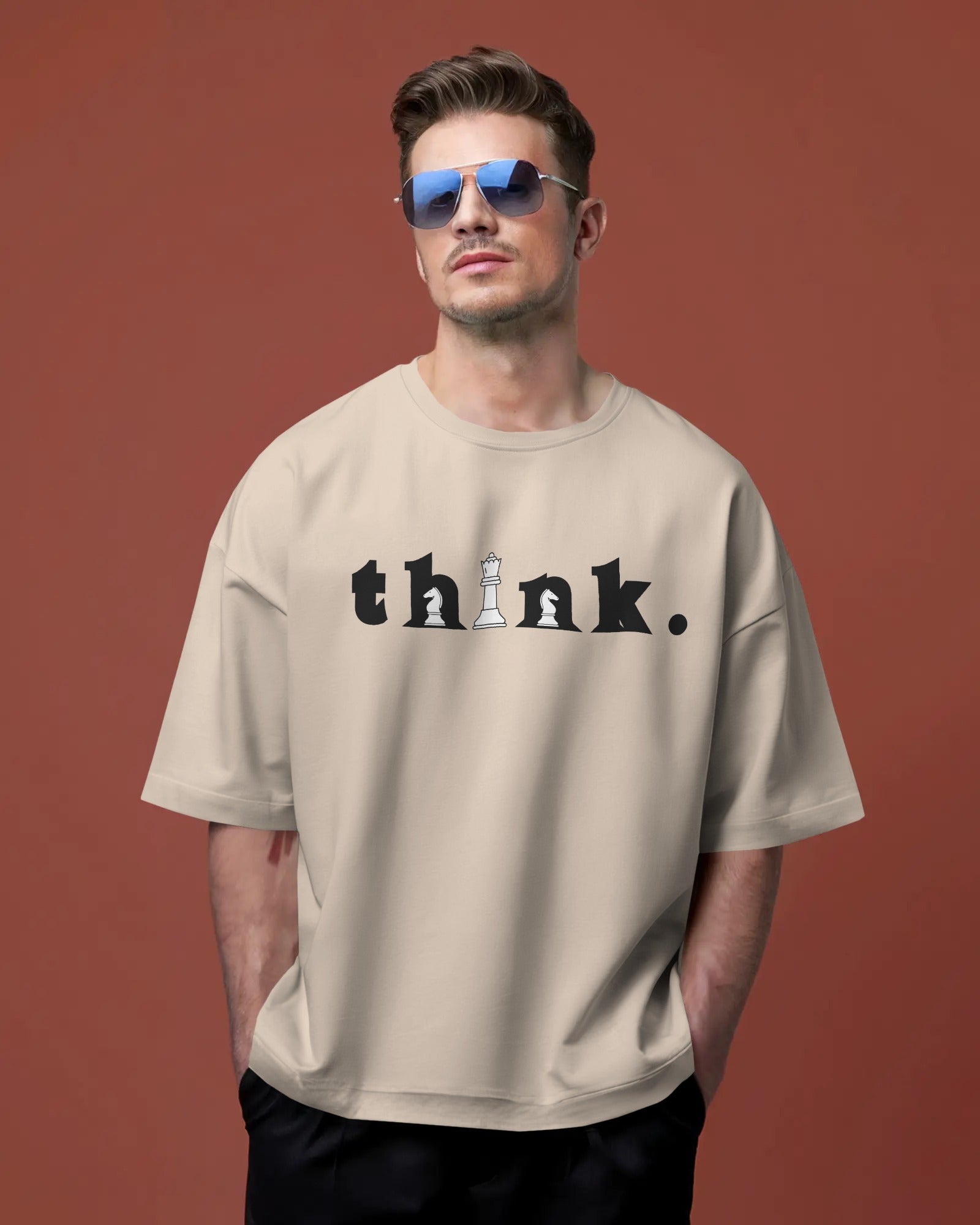 Men's "Think" Typographic  Oversized Tshirt