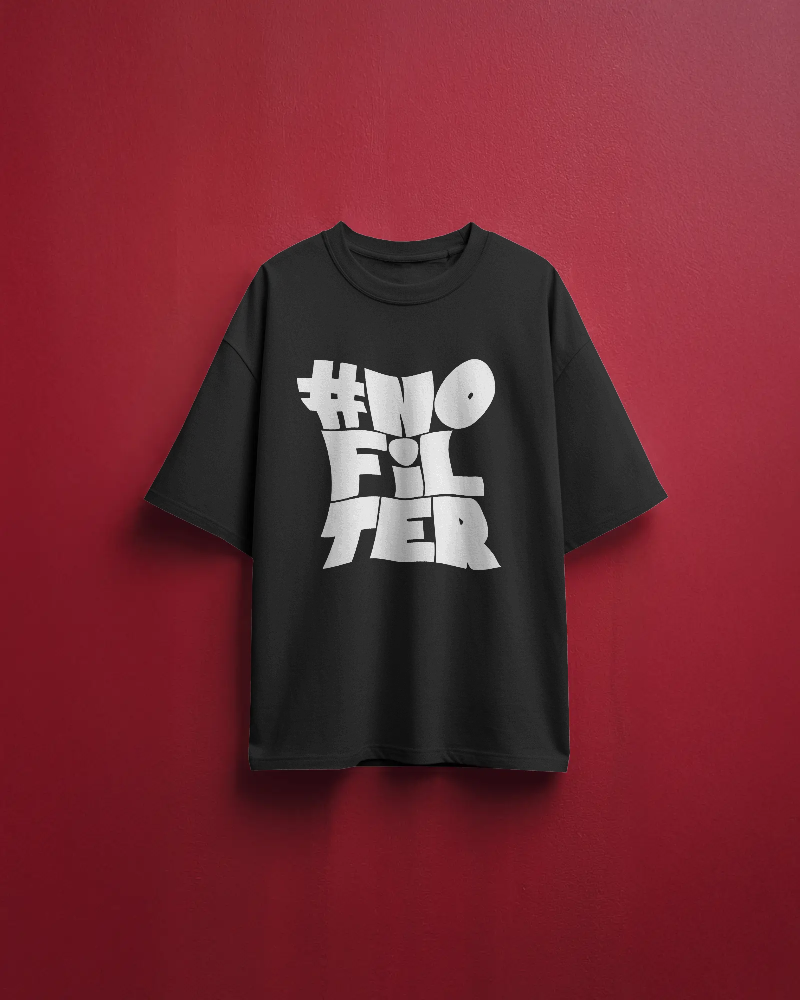 Men's Black #Nofilter Oversized Tshirt