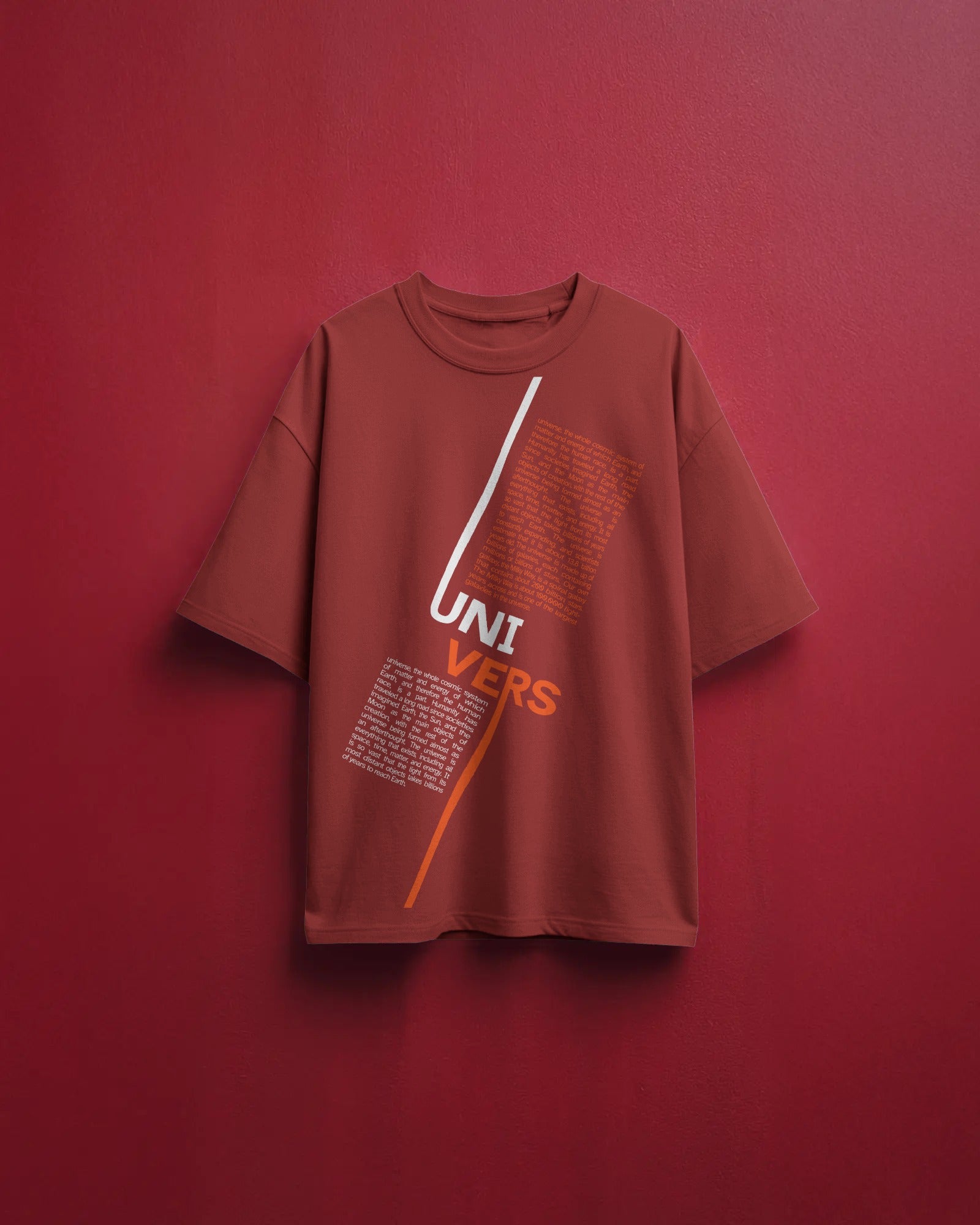 Men's Black "Universe" Typographic Oversized T-shirt