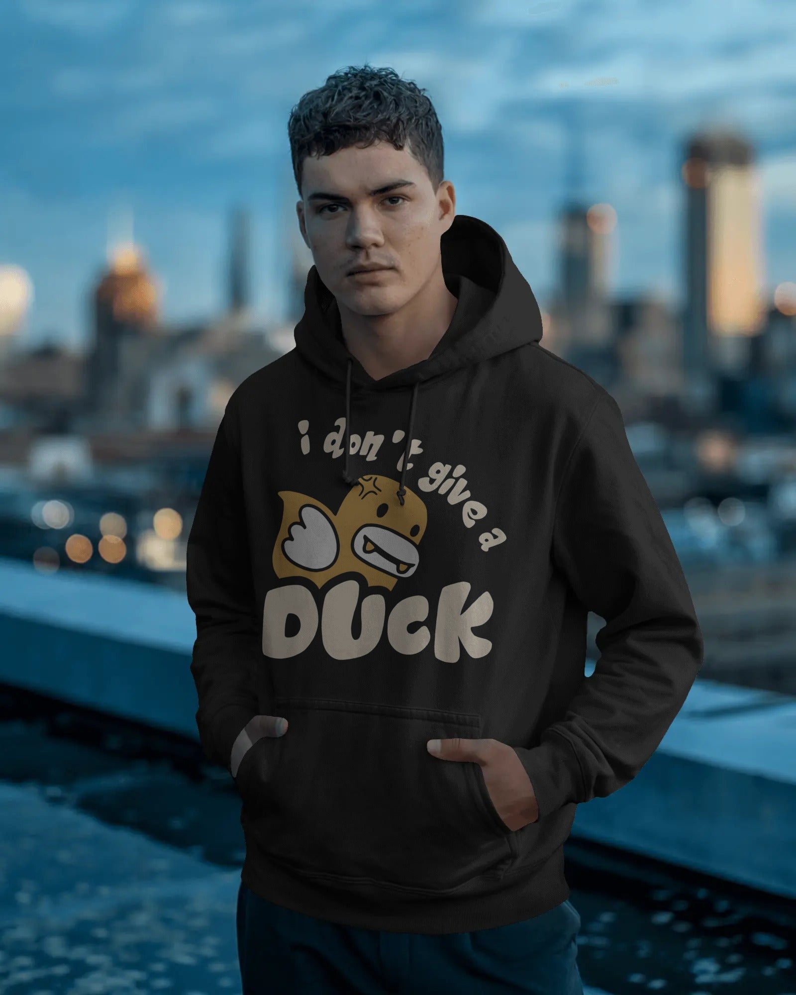 Men's Black "I dont give a duck " typographic Hoodie